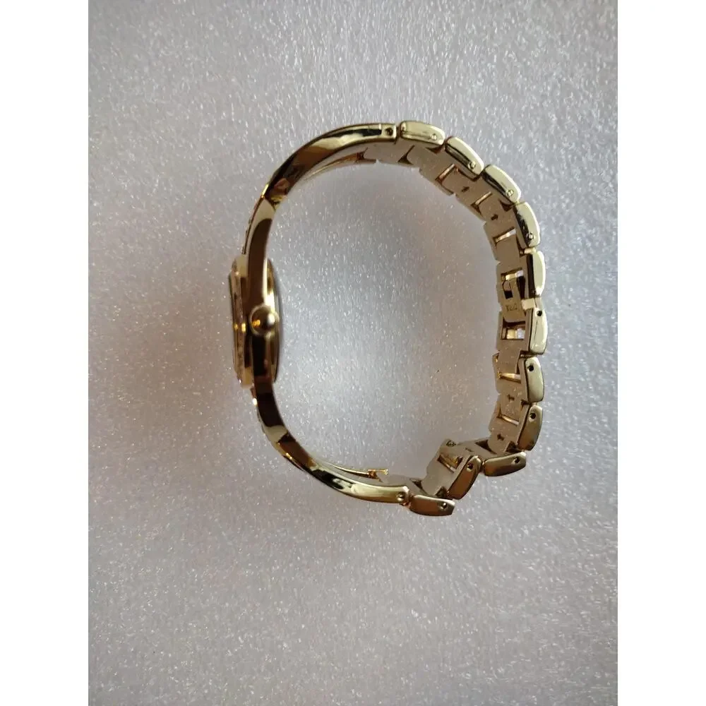 Women Watch Gold Tone Oval Crystal Bracelet Rhinestone Bangle Needs Battery Vtg